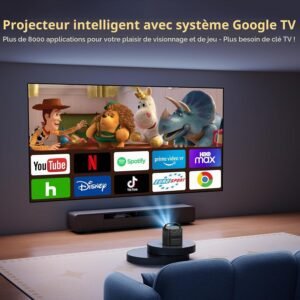 Vidéoprojecteur 4K Toumei Mini, batterie 15 000 mAh, Google TV