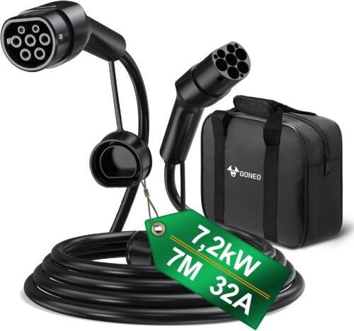 Câble de recharge Type 2 GONEO 7,2 kW 32A 7 m Mode 3