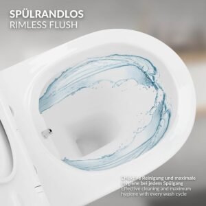 WC suspendu ECD Germany 54cm sans rebord, abattant Duroplast