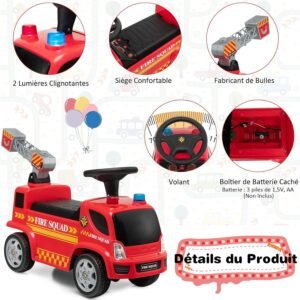 Porteur enfant DREAMADE camion pompier bulles 18-36 mois
