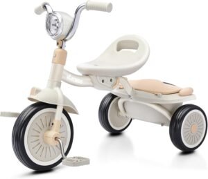 Tricycle bébé UBRAVOO pliable, lumières, 1-5 ans (blanc)