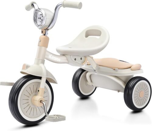 Tricycle bébé UBRAVOO pliable, Tricycle bébé UBRAVOO pliable, lumières, 1-5 ans (blanc)