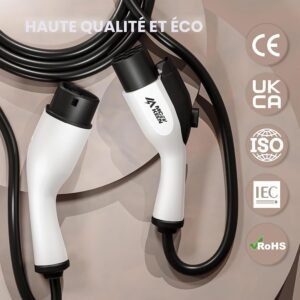 Rallonge câble VE Type 2 7kW 32A 5m Serrure IEC62196-2