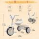 Tricycle bébé UBRAVOO pliable, lumières, 1-5 ans (blanc)