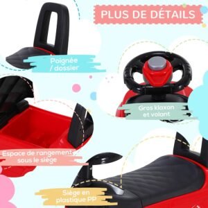Porteur enfant HOMCOM véhicule à pousser 12-36 mois rouge
