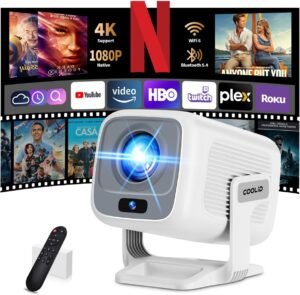 Vidéoprojecteur 1080P Mini WiFi 6 BT 5.4 Autofocus Blanc