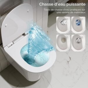 WC suspendu Rimfree 48 cm HOROW blanc, abattant SoftClose