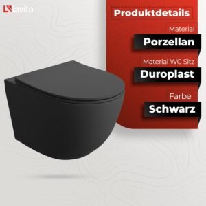 WC suspendu GROHE noir sans rebord, kit complet encastré