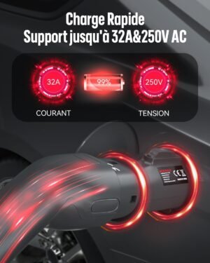 Adaptateur Type2 vers Type1 16/32A SAE J1772 pour autos US