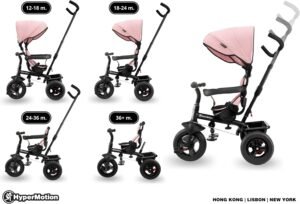 Tricycle bébé évolutif HyperMotion 3-en-1 siège pivotant 360°