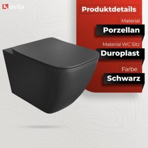 WC suspendu Onil noir sans bord Kit complet encastré Lavita