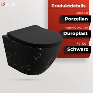 WC mural Lavita LAV 101 40 cm noir - kit complet sans bord