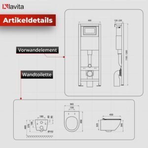 Élément mural WC 40 cm Lavita - kit réservoir encastré
