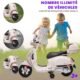 Scooter électrique enfant Vespa Blanc, MP3 et coffre