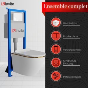Élément mural WC 40 cm Lavita – kit sans rebord de chasse