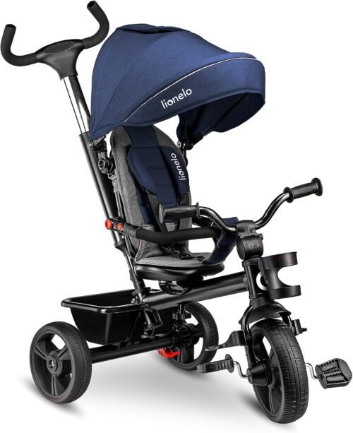 Tricycle bébé Lionelo évolutif Tricycle bébé Lionelo évolutif 2 en 1, siège 360° Bleu jean