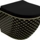 WC suspendu Lavita Sofi Slim sans bride - noir et or