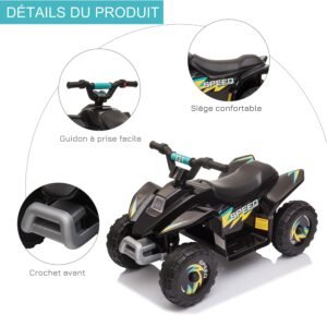 Quad électrique pour enfants HOMCOM 18-36 mois 6V Noir