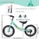 Draisienne 14" pneus caoutchouc, frein, réglable, vert