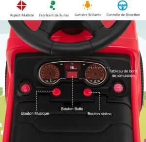 Porteur enfant DREAMADE camion pompier - bulles (18-36 mois)