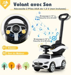 71q32f2boEL._AC_SL1500_.jpg Porteur enfant COSTWAY Mercedes-Benz 3-en-1 blanc, canopy réglable