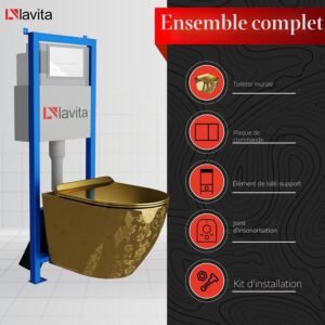 Élément mural WC 40 cm Lavita LAV 101 - Kit complet blanc