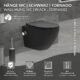 WC suspendu LuxeBath 49 cm sans rebord Noir Mat avec bidet