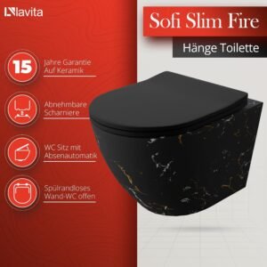 WC mural Lavita LAV 101 40 cm noir - kit complet sans bord