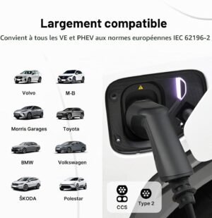Chargeur voiture électrique Type 2 P17 7,4 kW 6m IP66
