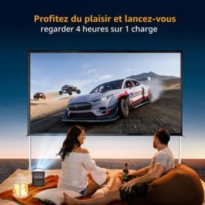 Vidéoprojecteur 4K Toumei Mini, batterie 15 000 mAh, Google TV