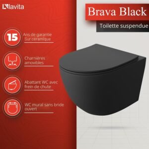 Élément mural WC 40 cm Lavita - kit noir sans bord