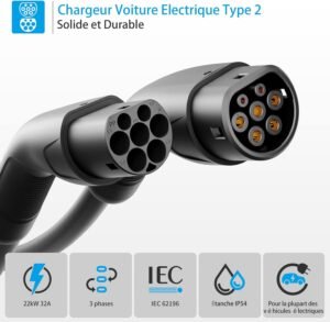 Câble de recharge Type 2 Rosaking 22 kW 5 m 3 phases 32A
