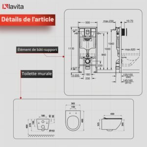 Abattant WC suspendu LAVITA abaissement auto sans bord