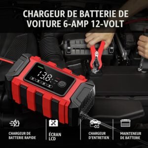 Chargeur batterie 12V 6A Moto/Auto - Maintien de charge