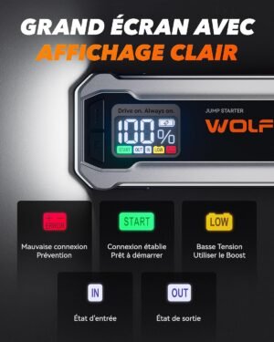 Booster batterie WOLFBOX 4000A 24000mAh — Démarreur 12V