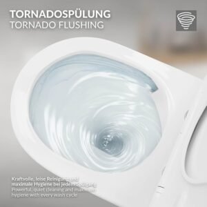 WC suspendu LuxeBath céramique blanc sans rebord SoftClose