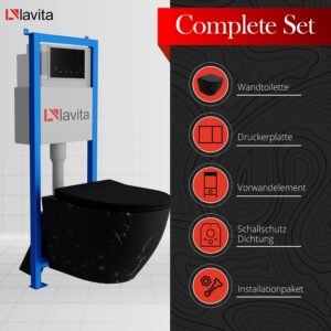WC mural Lavita LAV 101 40 cm noir - kit complet sans bord