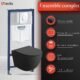 WC suspendu mural GROHE Sinto noir sans bord, kit encastré