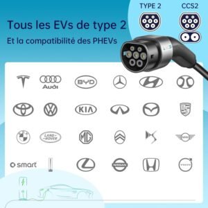 71z4Pnpp90L._AC_SL1500_.jpg Câble recharge Type 2 triphasé 22 kW 32A 7,5 m QIAO