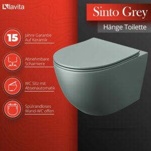 WC suspendu LAVITA Sinto gris sans bord - kit complet