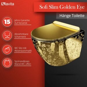 WC suspendu LAVITA Sofi Slim doré abattant SoftClose