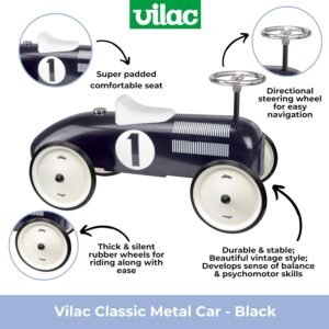 Porteur voiture de course vintage noir pour enfant 18 mois