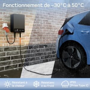 Câble de recharge Type 2 extrémité ouverte 7 kW 7,5 m 32 A