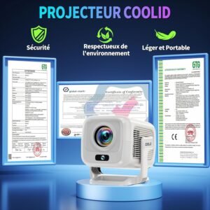 Vidéoprojecteur 1080P Mini WiFi 6 BT 5.4 Autofocus Blanc