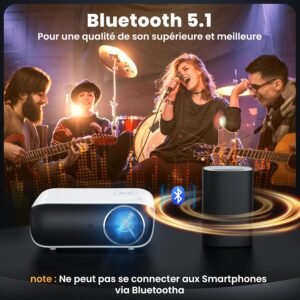 Mini projecteur 4K HOPVISION - Full HD natif, Bluetooth 5.1