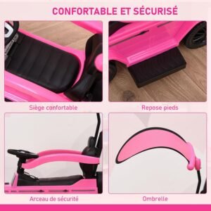 Porteur enfant HOMCOM multi-équipé 12-36 mois rose
