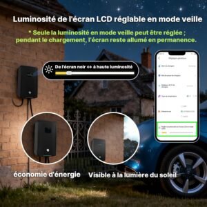 Borne de recharge VE Wallbox 7 kW, maison connectée