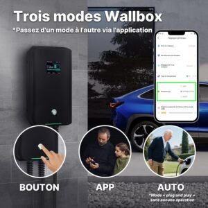 Borne de recharge VE Wallbox 7 kW, maison connectée