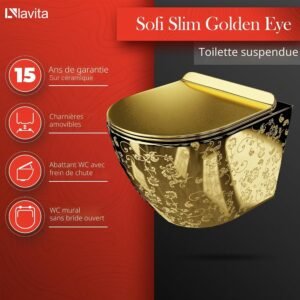 Lavita Élément mural WC Sofi Slim Gold 40 cm Kit complet