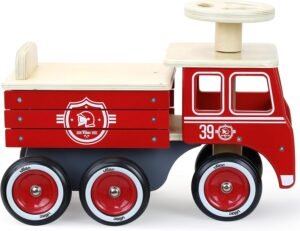 Porteur camion de pompier avec coffre - dès 18 mois